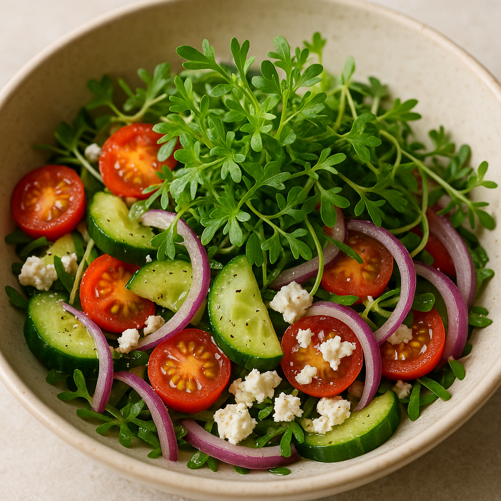 Shungiku Microgreen Salad with Citrus Vinaigrette — Shungiku microgreens recipe