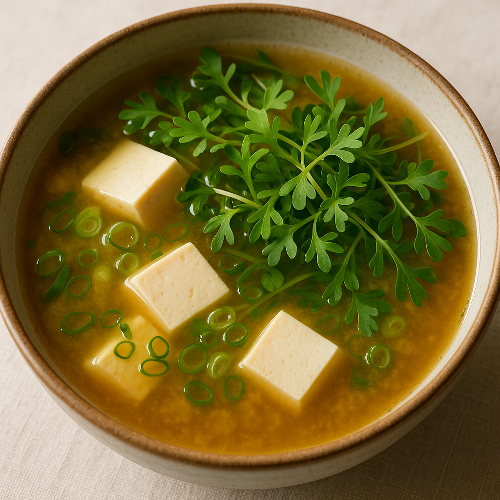 Shungiku Microgreens Miso Soup (10-Minute Japanese Breakfast) — Shungiku microgreens recipe