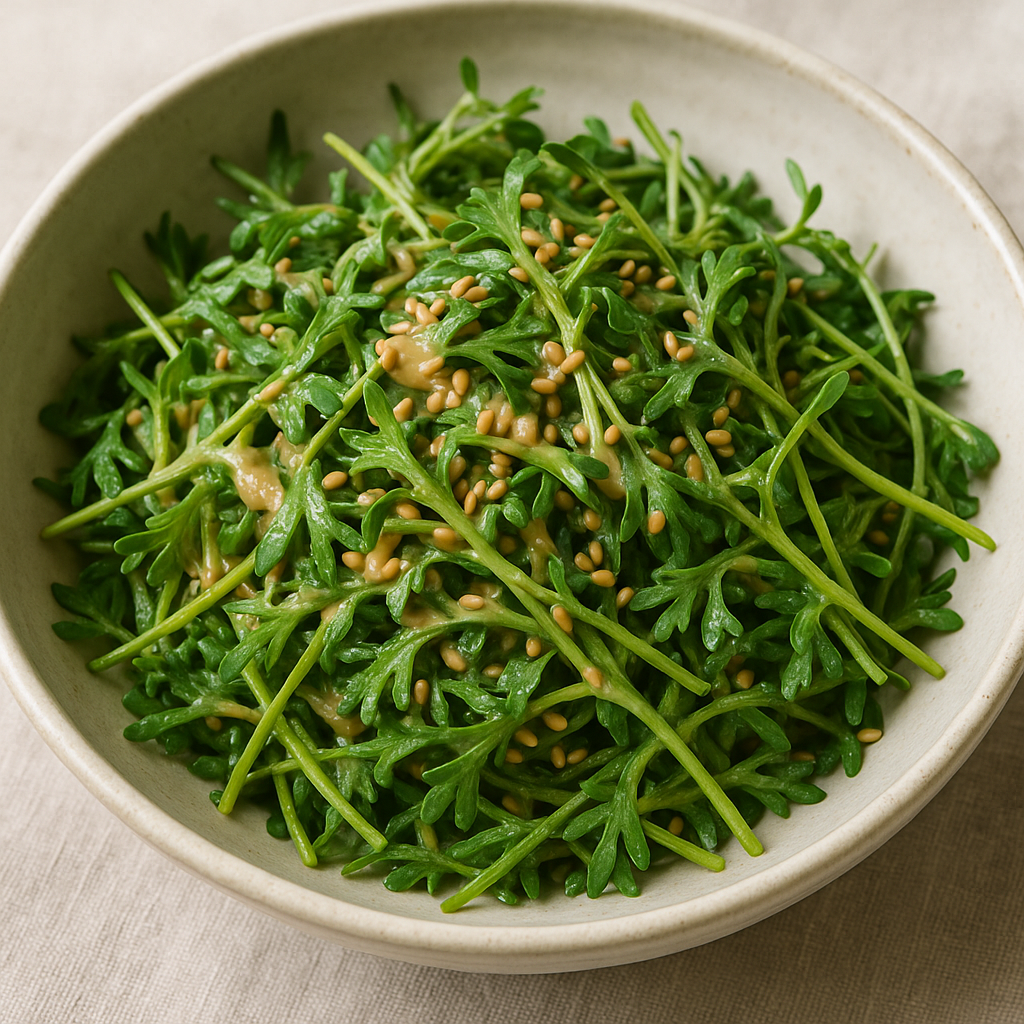 Shungiku Microgreens Sesame Salad (10-Minute Japanese Side) — Shungiku microgreens recipe