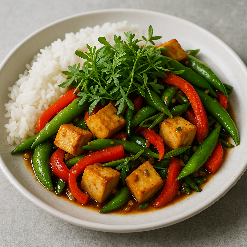 Shungiku Microgreen Stir-Fry with Tofu — Shungiku microgreens recipe