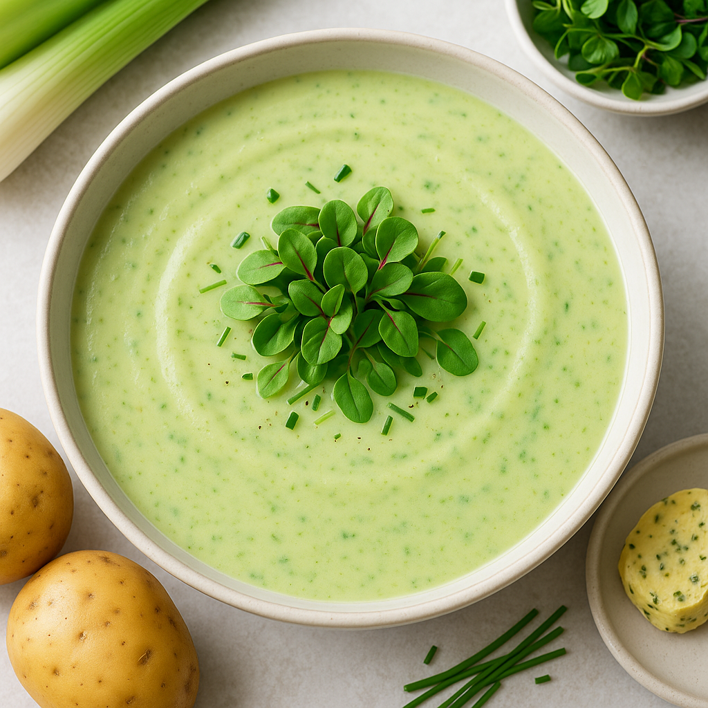 Sorrel Microgreens Vichyssoise (25-Minute Cold Potato Soup) — Sorrel microgreens recipe