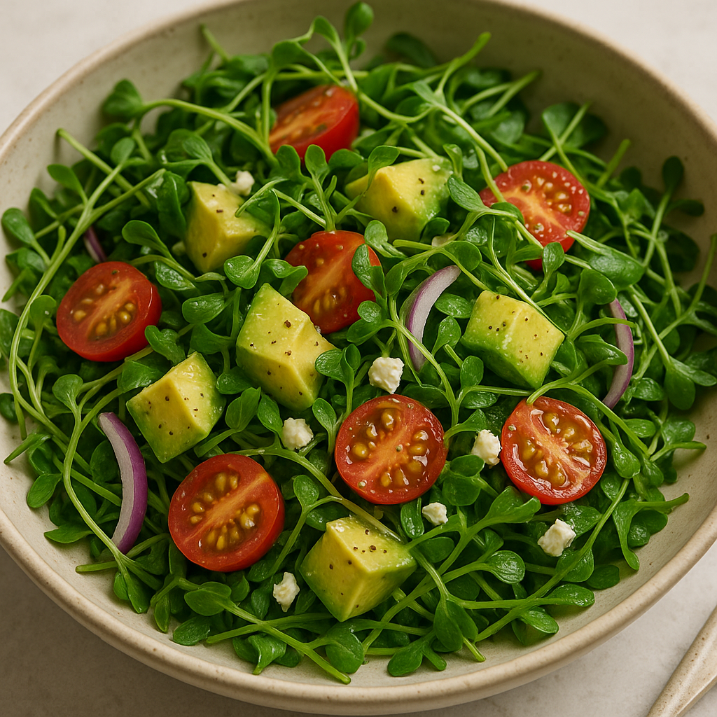 Spicy Arugula Microgreen and Avocado Salad — ChefPax Mix microgreens recipe