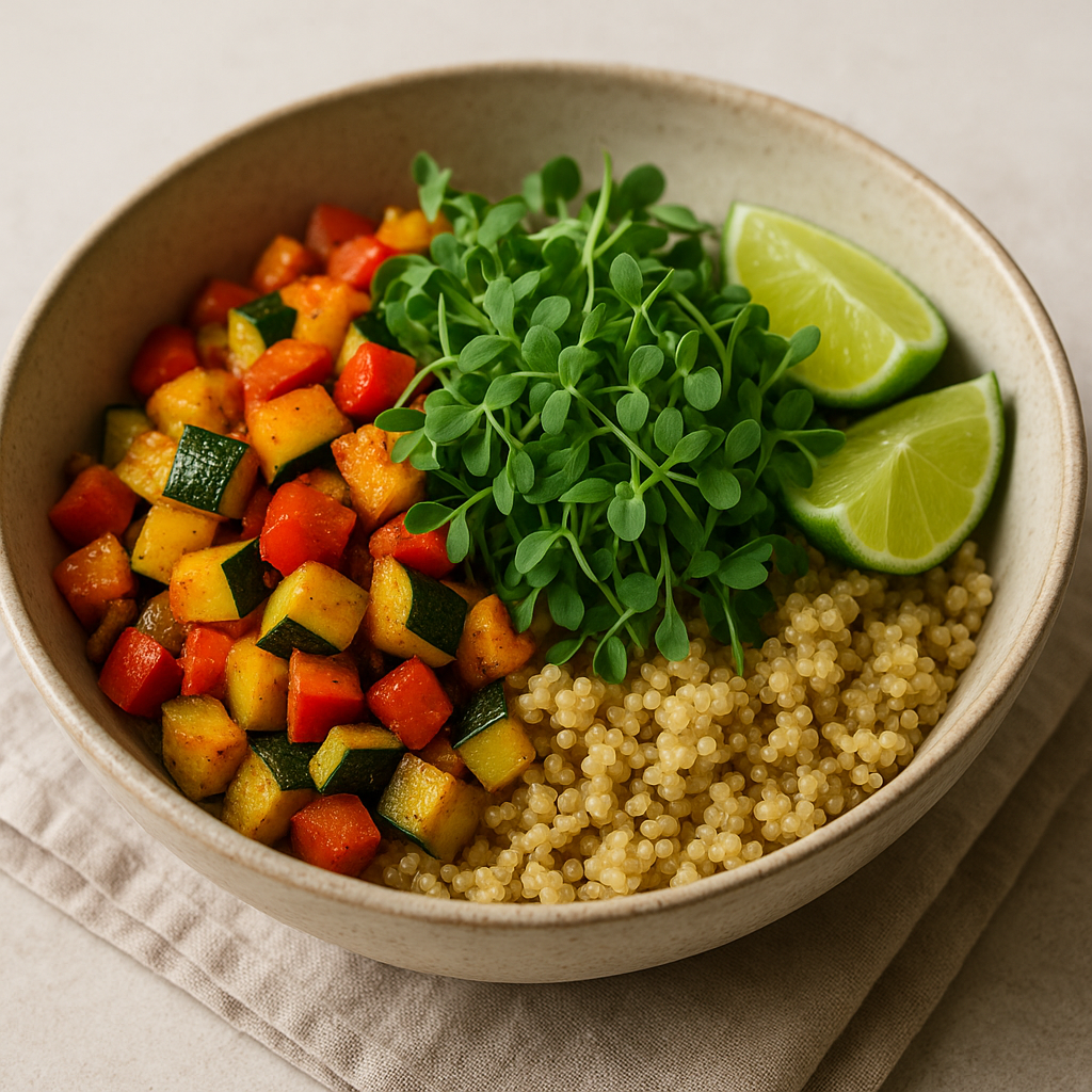 Spicy Broccoli Microgreen and Quinoa Bowl — Broccoli microgreens recipe