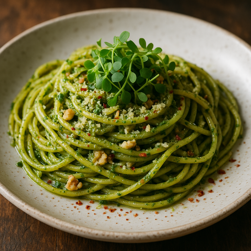 Spicy Cilantro Pesto Pasta — Cilantro microgreens recipe