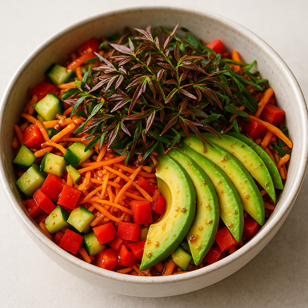 Spicy Mahogany Microgreens Salad Bowl — Chinese Mahogany microgreens recipe