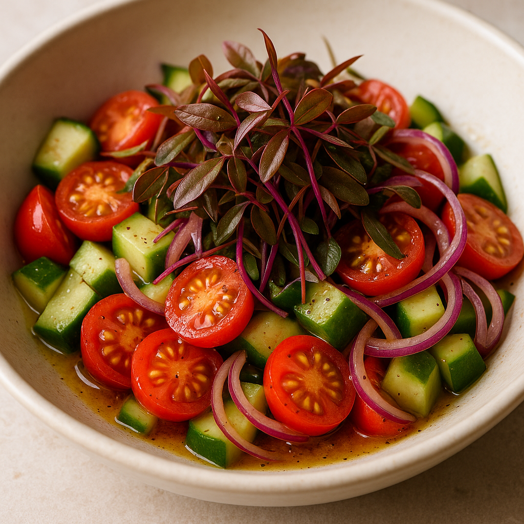 Spicy Mahogany Microgreens Salad — Chinese Mahogany microgreens recipe
