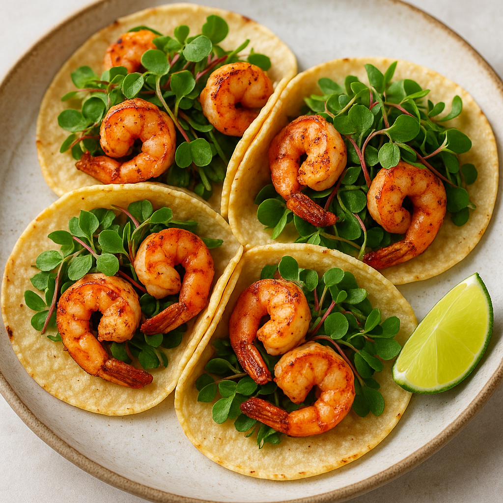 Spicy Shiso Microgreen and Shrimp Tacos — Shiso microgreens recipe