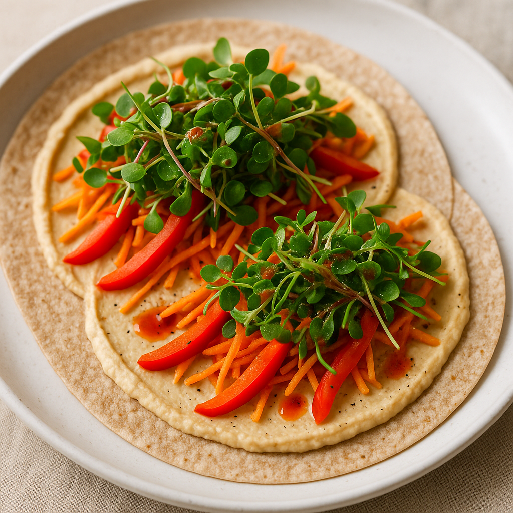 Spicy Texsel Microgreen and Hummus Wrap — Texsel microgreens recipe