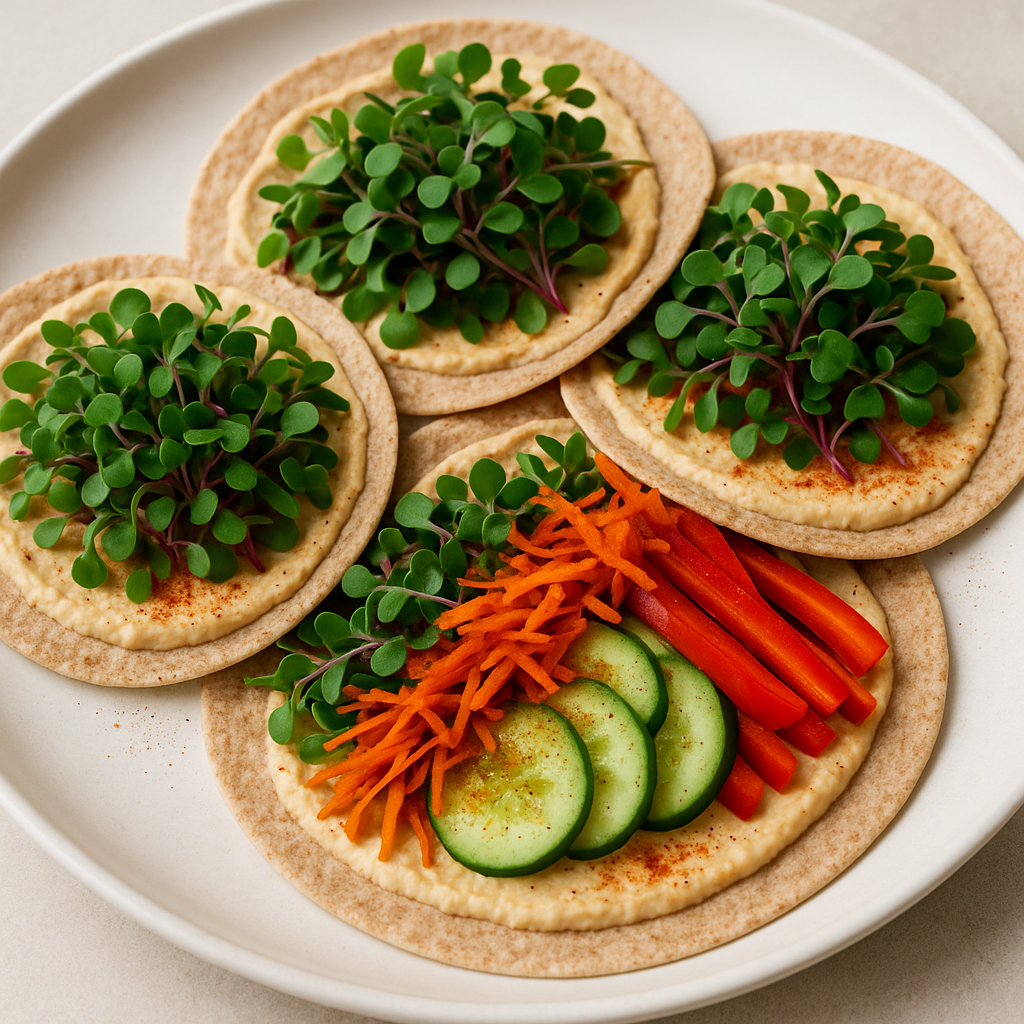 Spicy Texsel Microgreen and Hummus Wraps — Texsel microgreens recipe