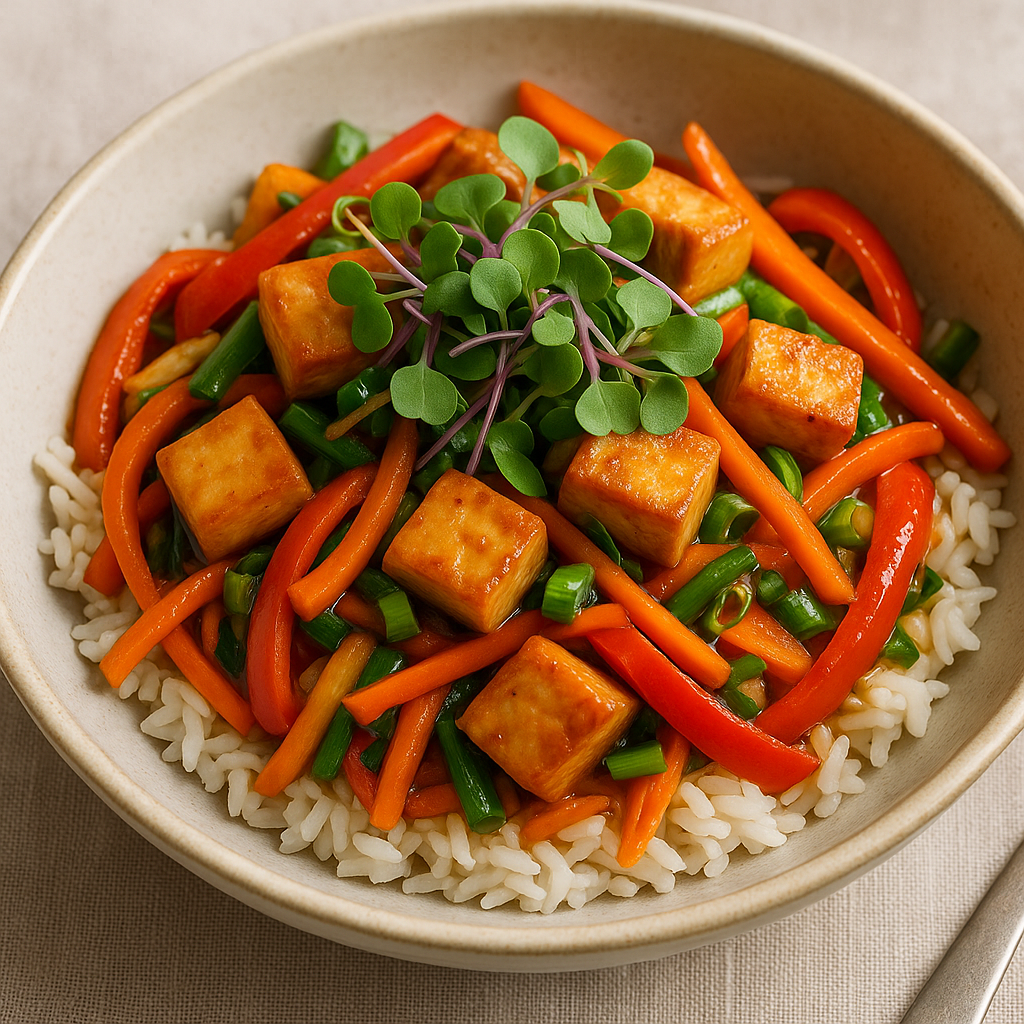 Stir-Fried Tofu with Kohlrabi Microgreens — Kohlrabi microgreens recipe