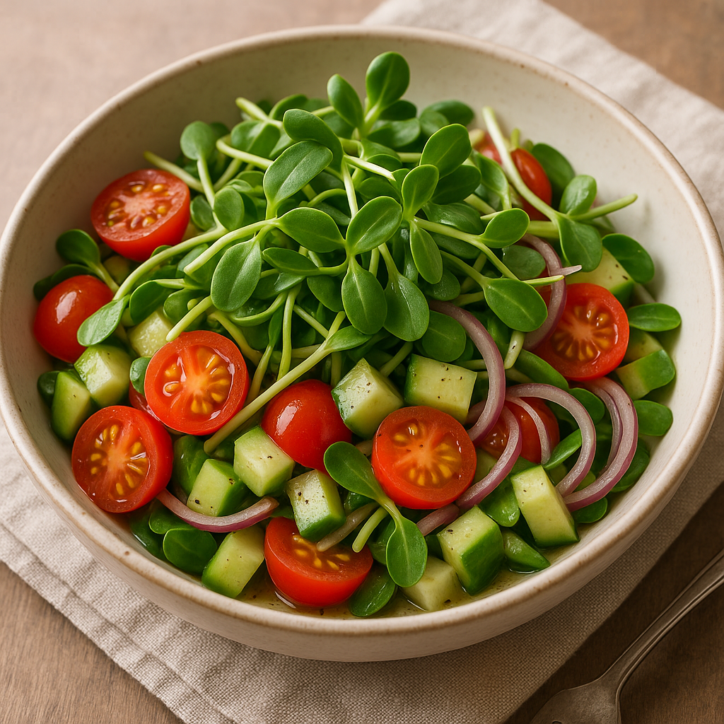Sunflower Microgreen Salad with Citrus Dressing — Sunflower microgreens recipe