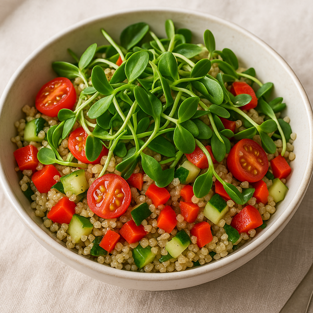 Sunflower Microgreens and Quinoa Salad Bowl