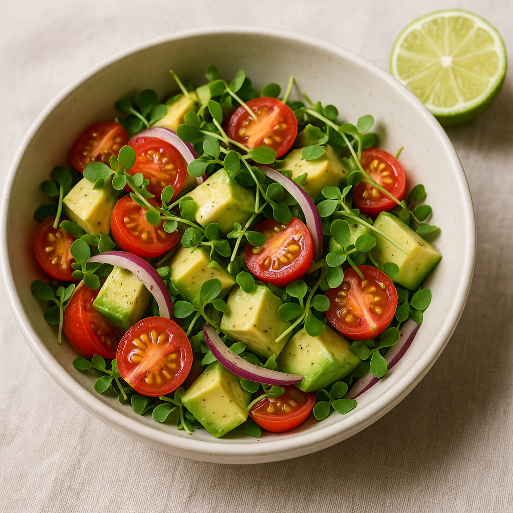 Zesty Cilantro Microgreen and Avocado Salad — Cilantro microgreens recipe